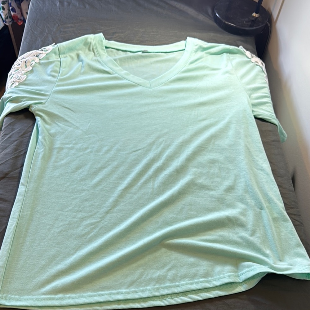 Mint Green V-Neck Women's Top